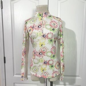 San Soleil UPF‎ 50 Long Sleeve Quarter Zip Floral Sunshirt - sz M